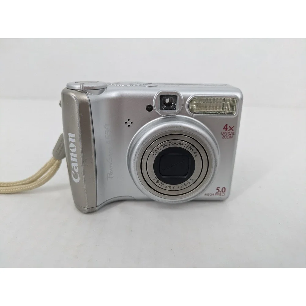 Canon PowerShot A530 Digital Camera Silver 5.0MP 4x Zoom PC1184 & Case TESTED